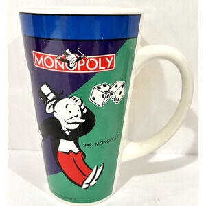 Vintage 1999 Monopoly Mr Monopoly Tall Coffee Mug Ceramic Board Game Collectible